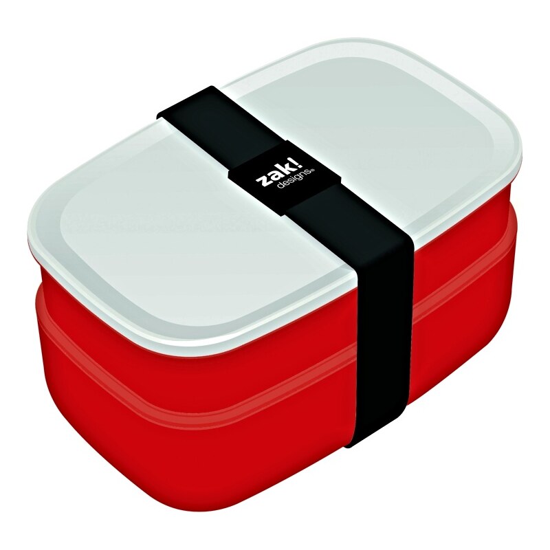 ZAK! designs - Krabička na jídlo s příborem červeno-bílá, 18x11x6,5 cm a 18x11x10 cm (0078-840)