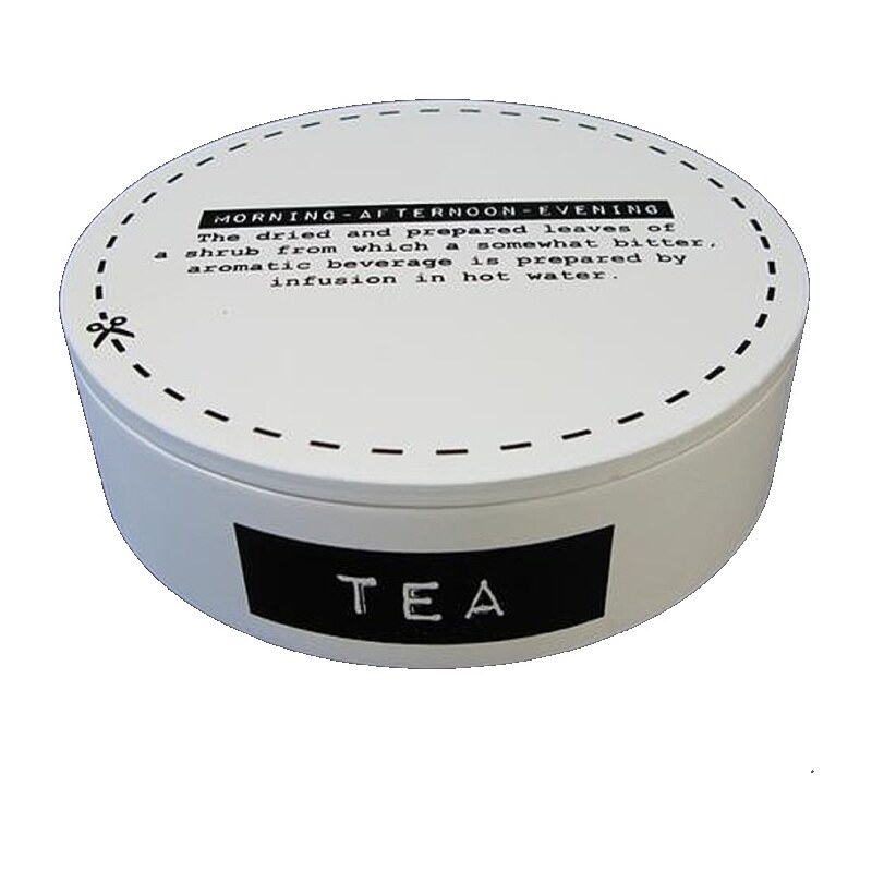 KERSTEN - Krabička na čaj kulatá bílá 17x17x5cm - (LEV-5277)