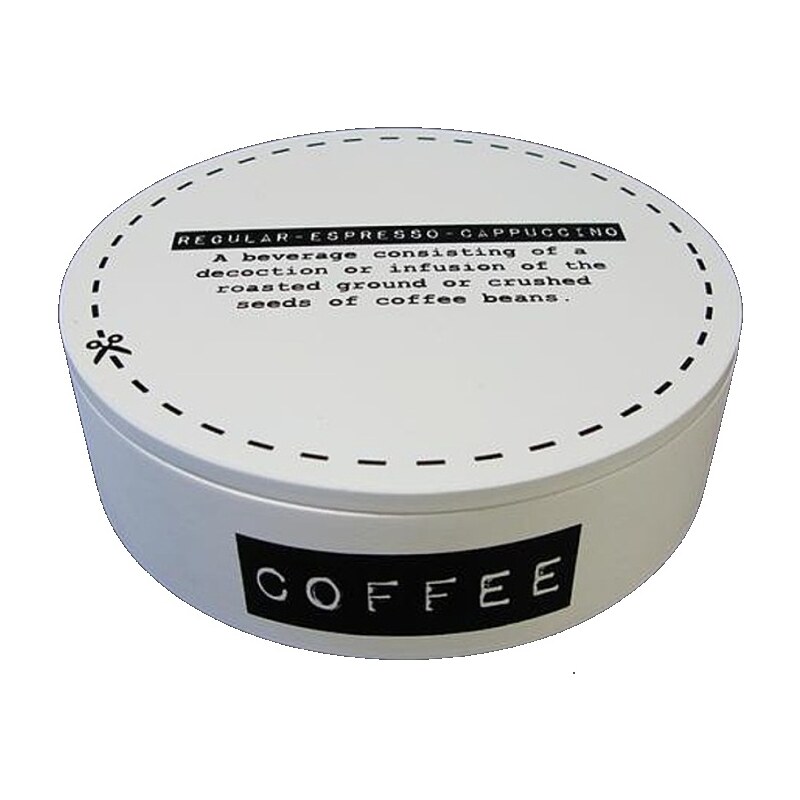KERSTEN - Krabička na kávu kulatá bílá 17x17x5cm - (LEV-5278)