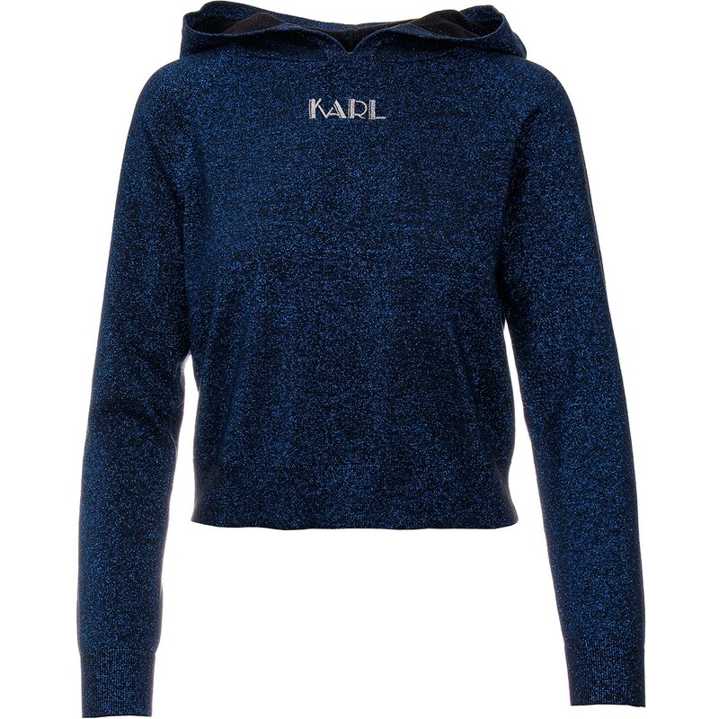 Karl Lagerfeld dámský mikinový svetr s kapucí Sparkle Hooded modrý