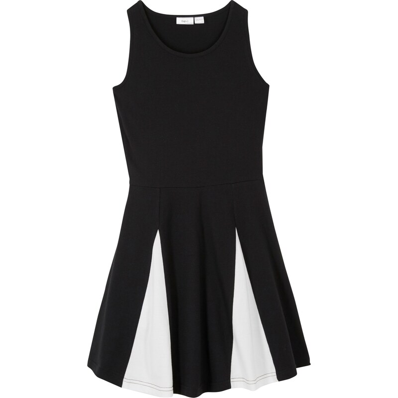 bonprix Dívčí žerzejové šaty se vsadkami z organické bavlny Černá