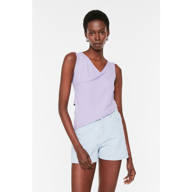 Trendyol Lilac Asymmetric Ribbed Knitted Undershirt