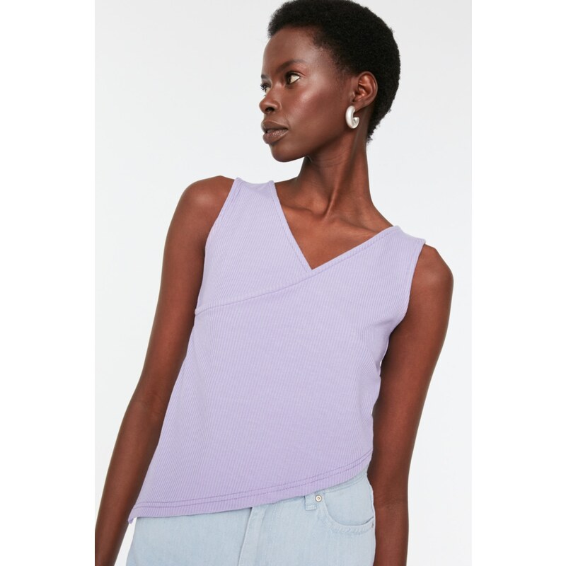 Trendyol Lilac Asymmetric Ribbed Knitted Undershirt