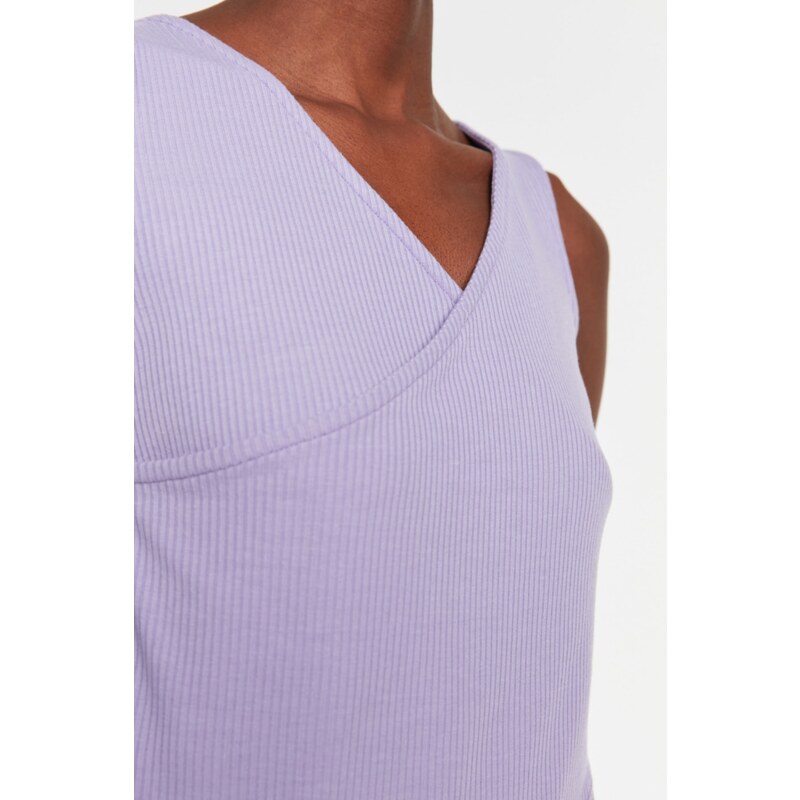 Trendyol Lilac Asymmetric Ribbed Knitted Undershirt