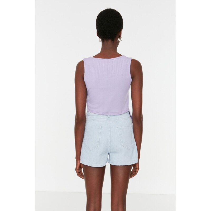 Trendyol Lilac Asymmetric Ribbed Knitted Undershirt