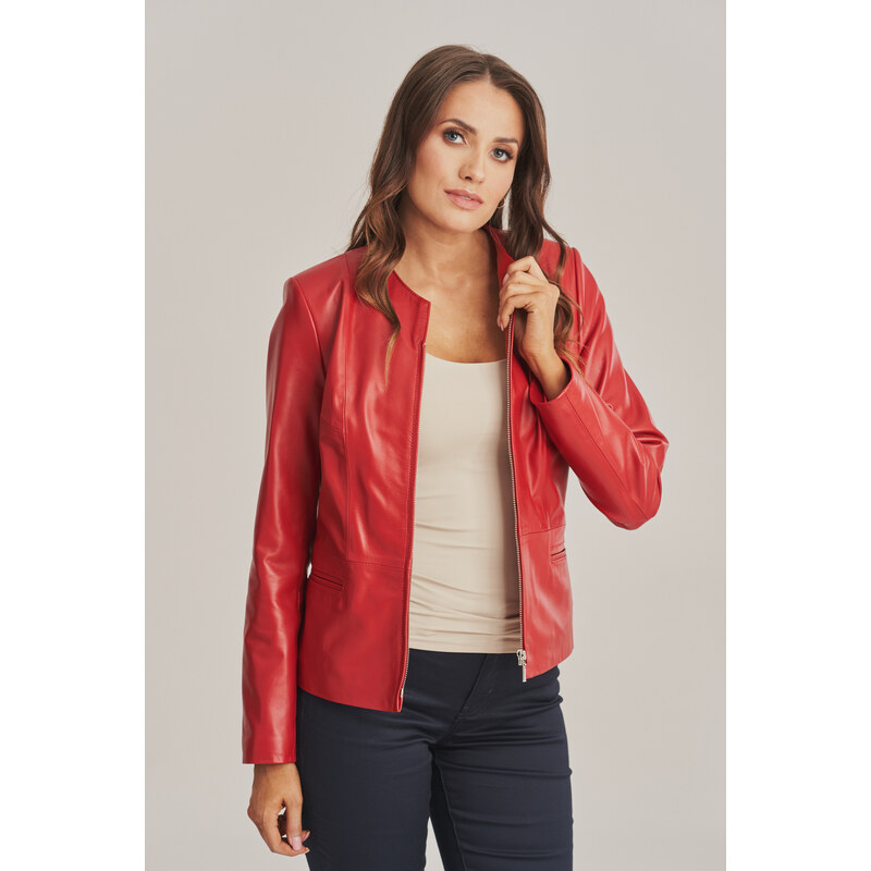 KONOPKA Dámská červená kožená bunda - 100% jehněčí kůže - Model: Eva