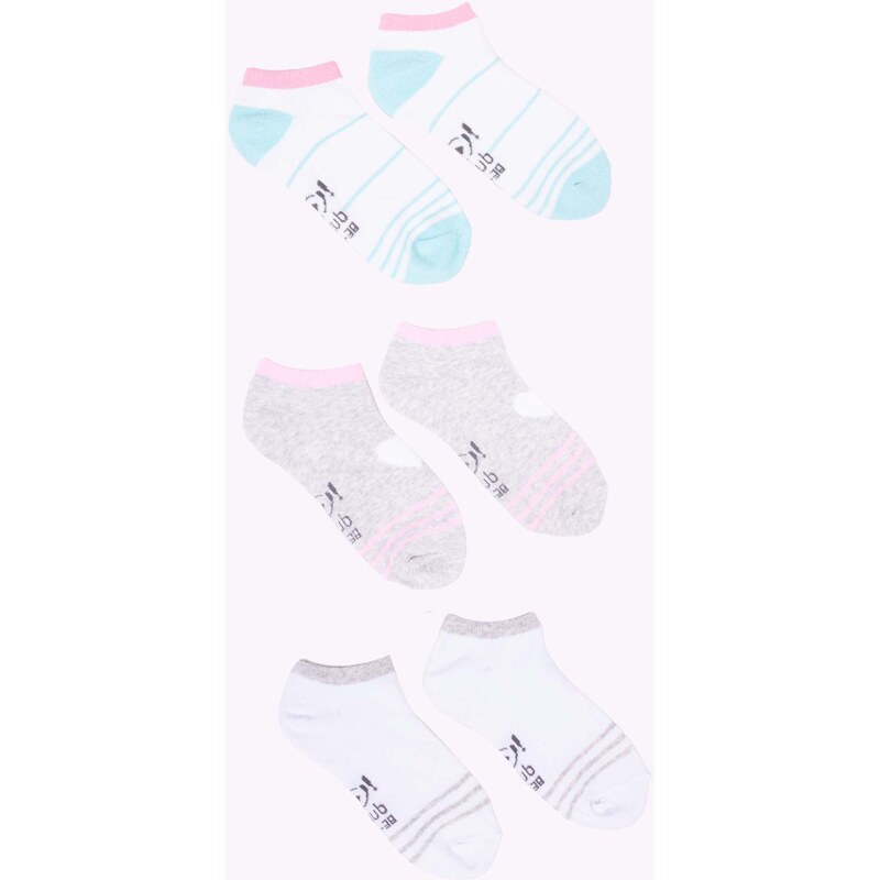 Yoclub Kids's Girls' Ankle Cotton Socks Patterns Colours 3-pack SKS-0028G-AA30-002