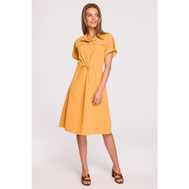 Dámské košilové šaty Yellow S298 - Stylove