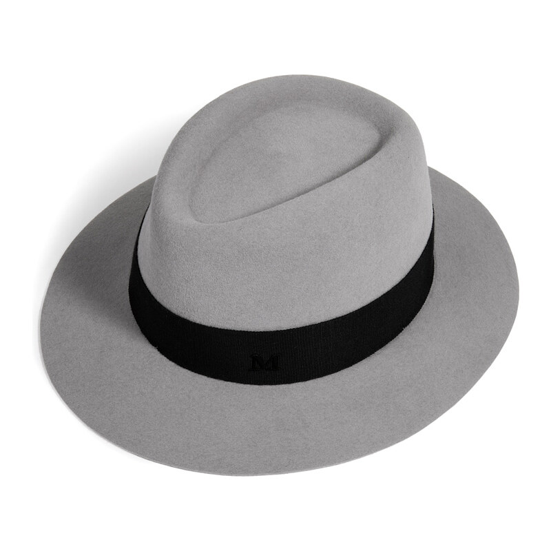 Maison Michel Rabbit-Felt Andre Grosgrain-Trimmed Trilby Hat