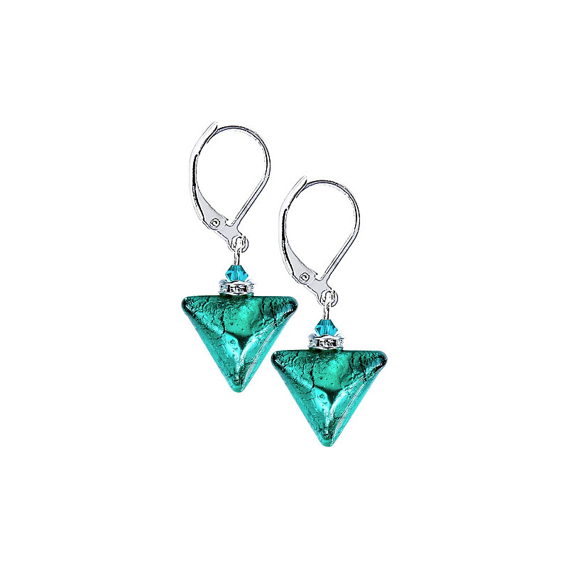 Dámske Náušnice Green Triangle s ryzím stříbrem v perlách Lampglas - /