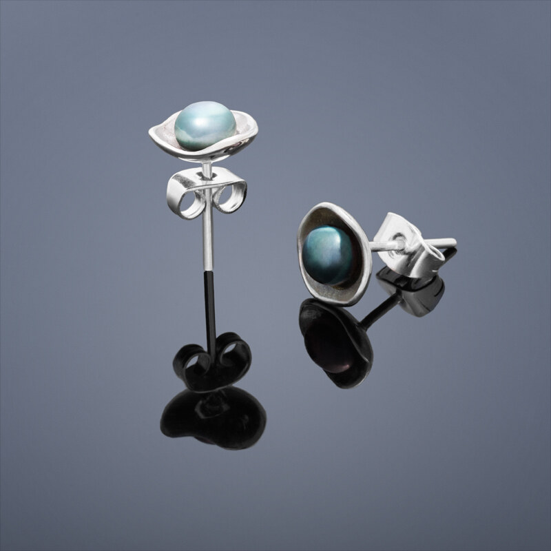 Buka Jewelry Buka Vpichovací náušnice Lotus mini – modrá světlá 236