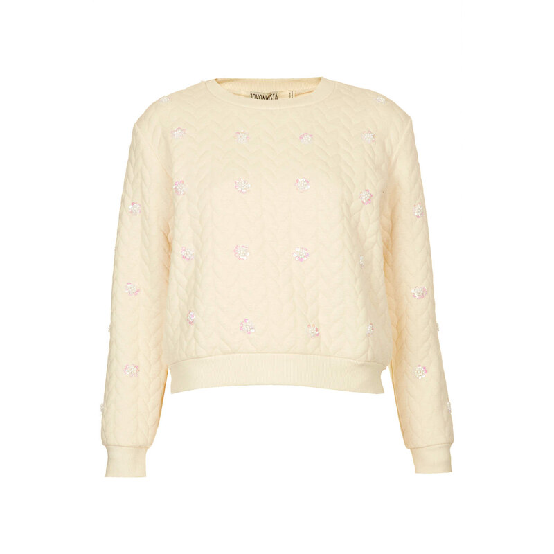 Topshop **Bardot Quilted Sweat with Embellishment by Jovonna