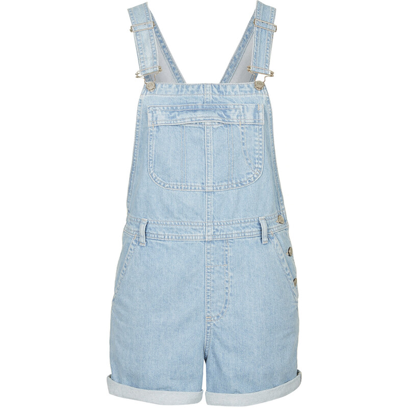 Topshop MOTO Bleach Short Dungarees