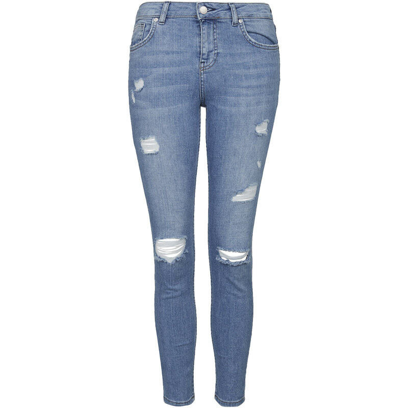 Topshop PETITE MOTO Bleach Authentic Ripped Skinny Jeans
