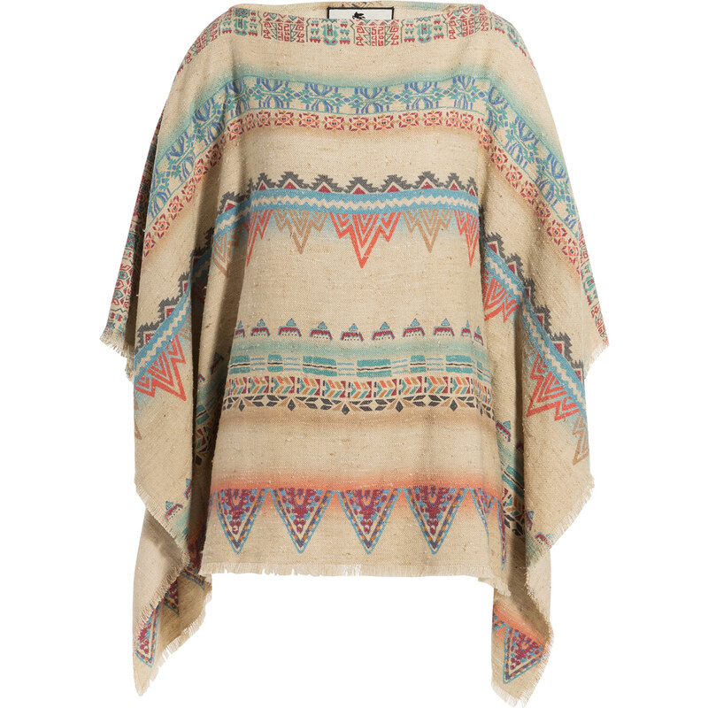 Etro Navajo Printed Silk-Linen Poncho