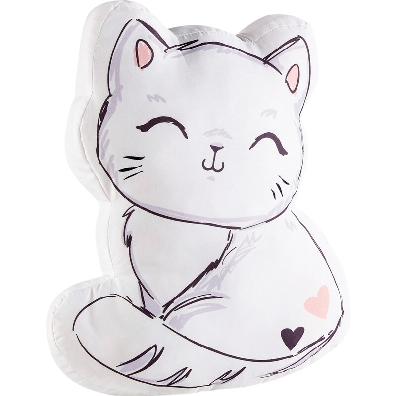 bonprix Dekorační polštářek ve tvaru kočky Bílá