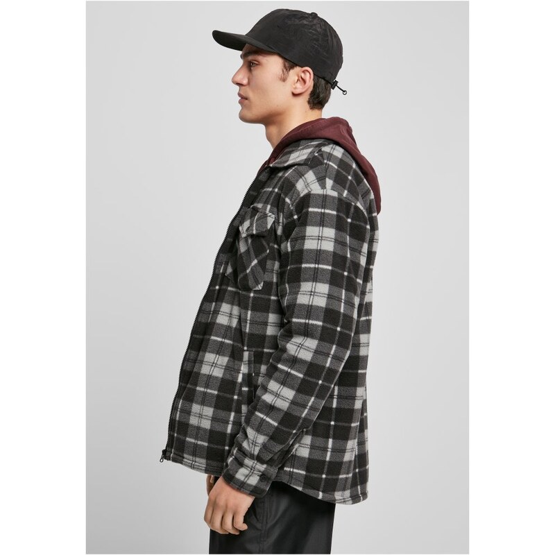 Pánská jarní bunda Urban Classics Plaid Teddy Lined - černá,bílá