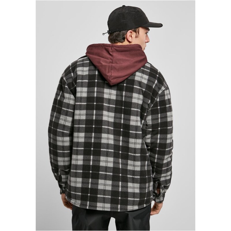 Pánská jarní bunda Urban Classics Plaid Teddy Lined - černá,bílá