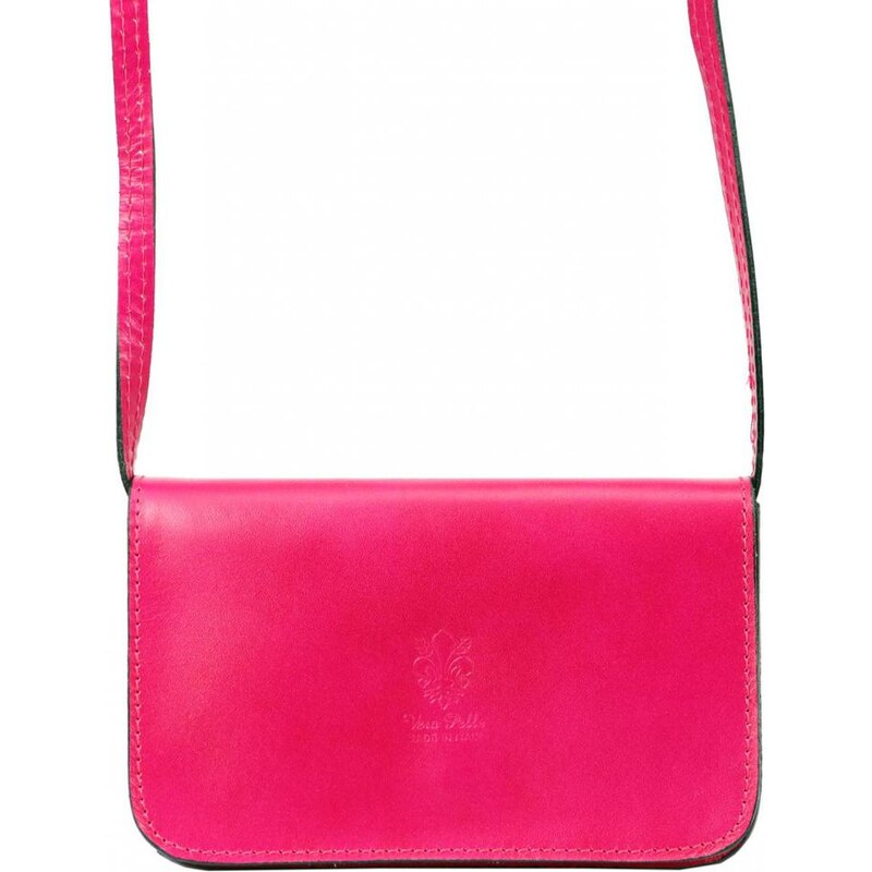 Vera Pelle Kožená malá dámská podélná crossbody kabelka fuchsiově 68613938