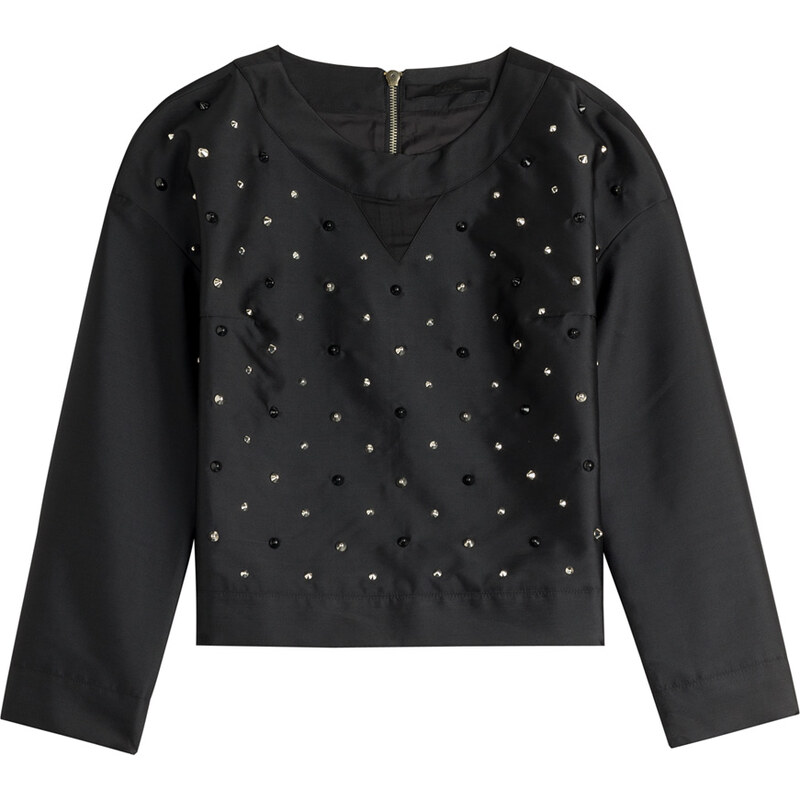 Karl Lagerfeld Satin Twill Top with Sequin Embellishment