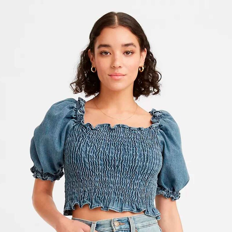 LEVI'S Rey Smocked SS Blouse XS