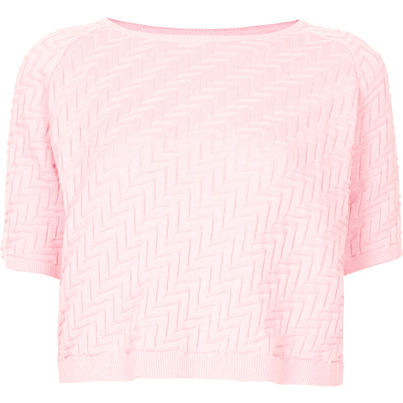 Topshop Knitted Quilted ZigZag Jumper