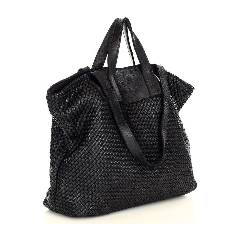 Marco Mazzini handmade Dámská kožená shopper bag kabelka Mazzini M1M86 černá