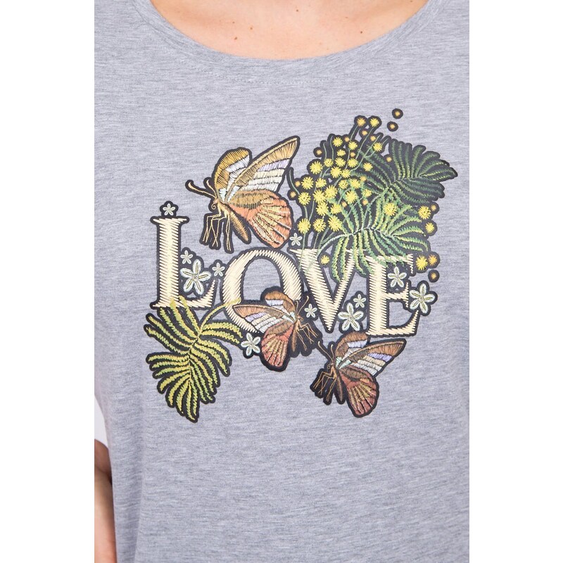 Kesi Blouse with Love print gray