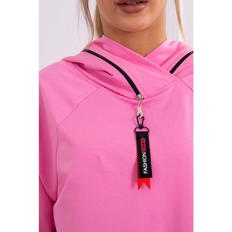 Kesi Tunika se zipem na kapuci Oversize světle růžová