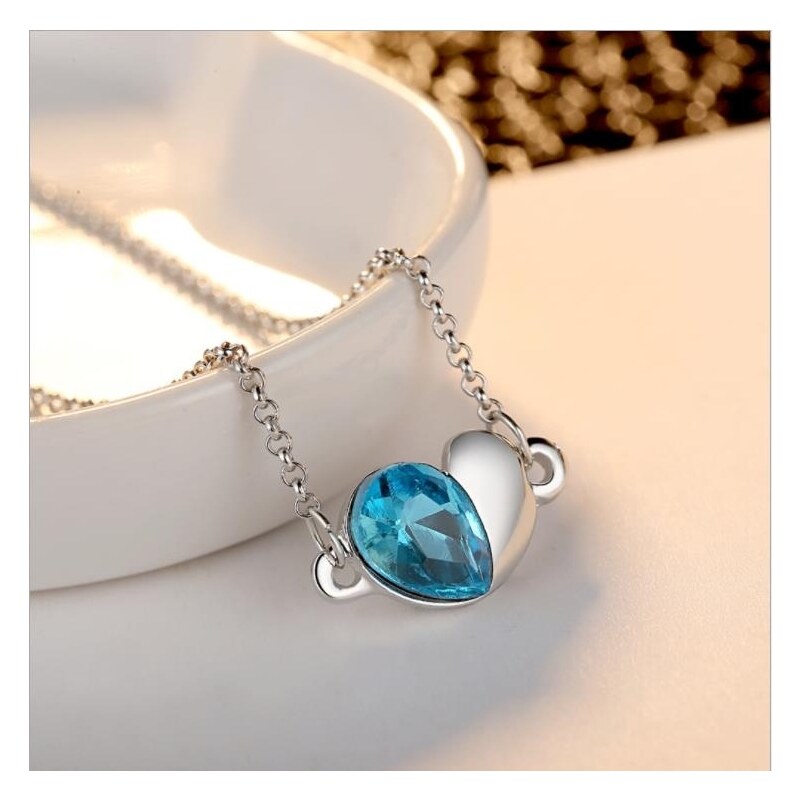 Sisi Jewelry Souprava náhrdelníku, náušnic a náramku Heart Seablue - srdíčko