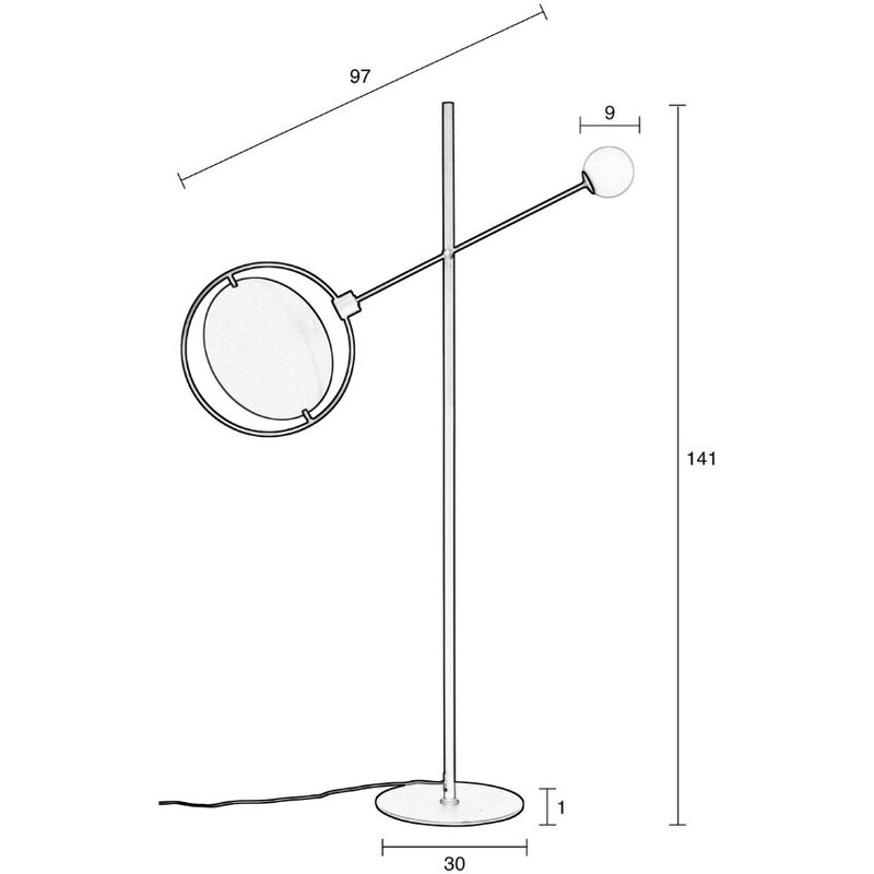 Černo zlatá kovová stojací lampa ZUIVER SIRIUS 141 cm