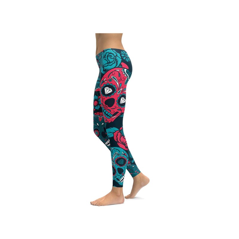 Fitness legíny Skull Blue