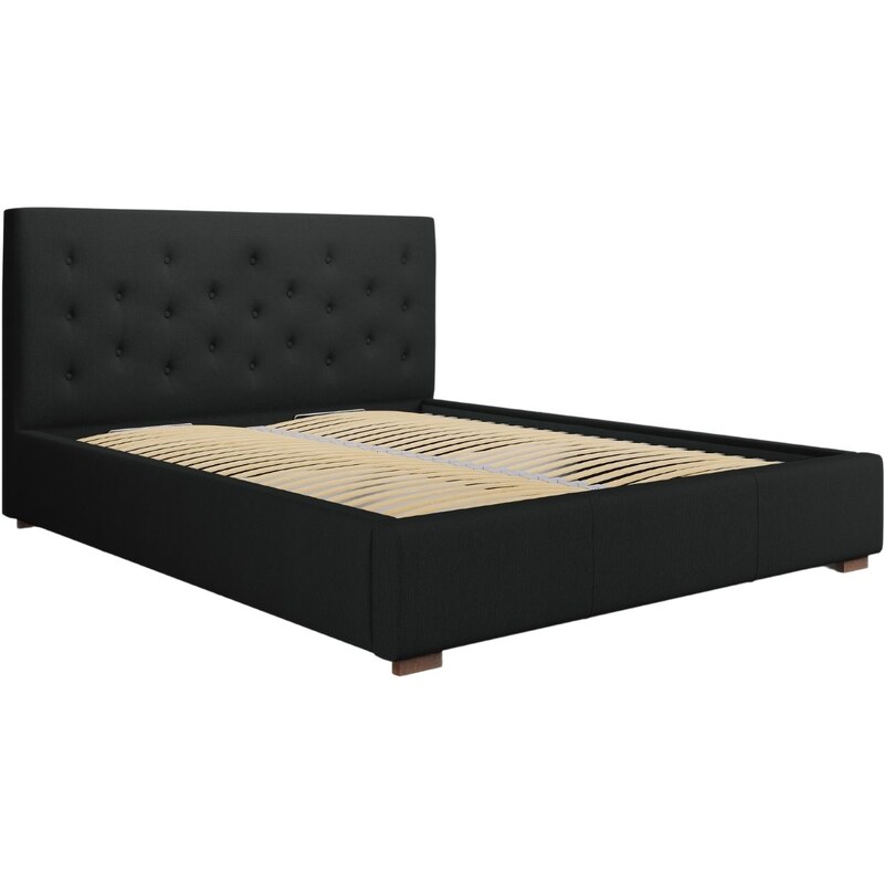 Černá látková postel MICADONI SERI 160 x 200 cm