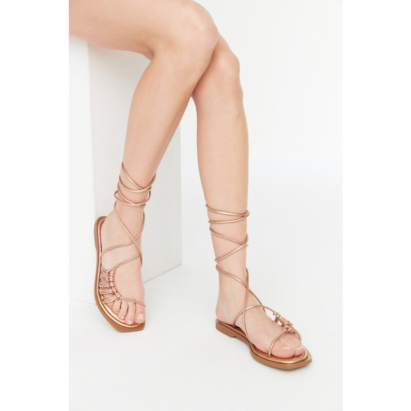 Trendyol Women's Bronze Ankle Sandals