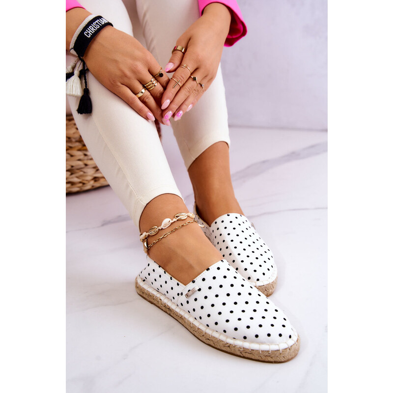 Botoshop Dámské espadrilky s puntíky Big Star JJ274870 Bílá