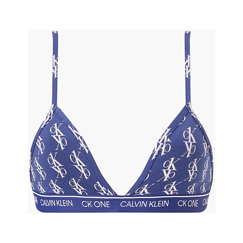 Trojúhelníková bralette s logem QF5953 - X00 - Modrá s bílým logem - Calvin Klein