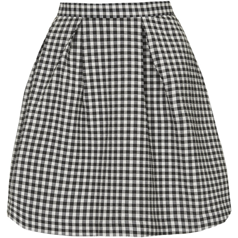 Topshop Gingham Box Pleat Mini Skirt