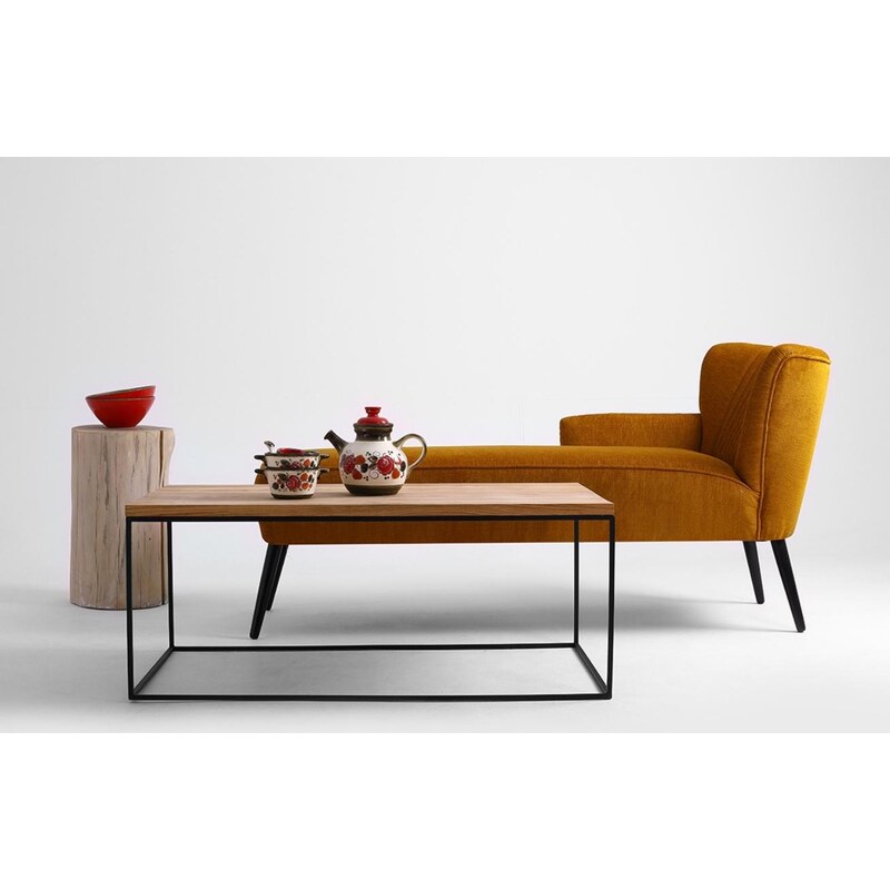 Nordic Design Dubový konferenční stolek Moreno 100 x 60 cm s černou podnoží