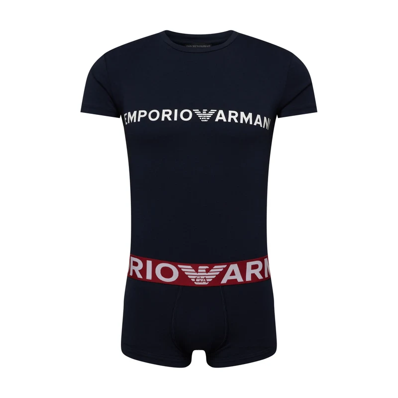 Emporio Armani Pyžamo krátké námořnická modř / tmavě červená /