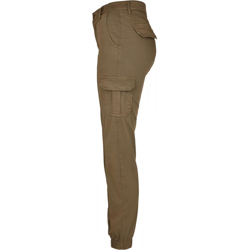 URBAN CLASSICS Ladies High Waist Cargo Pants - olive