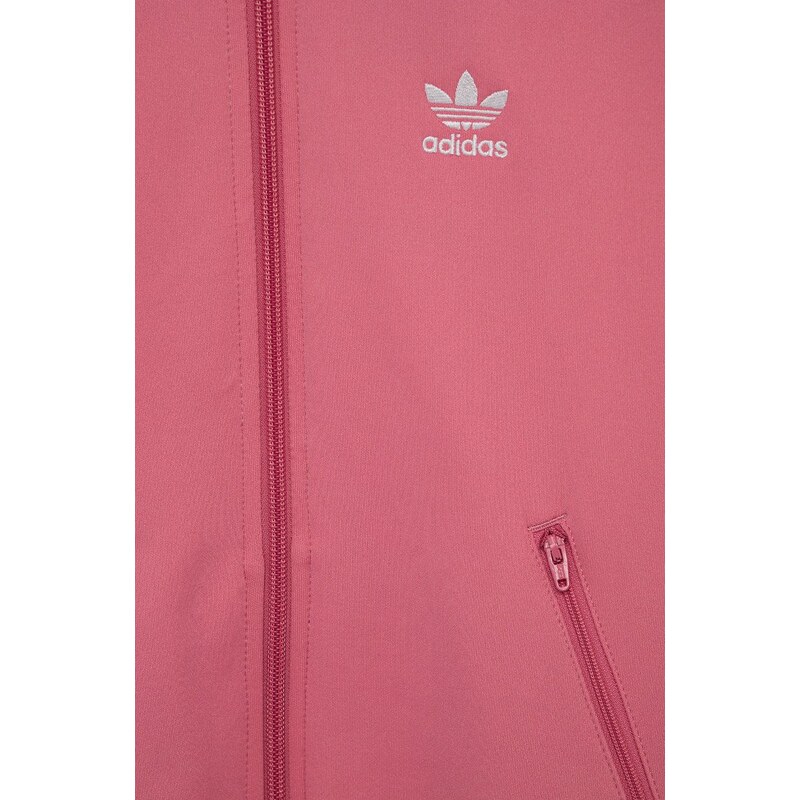 Dětská bavlněná mikina adidas Originals H34591 růžová barva, s aplikací