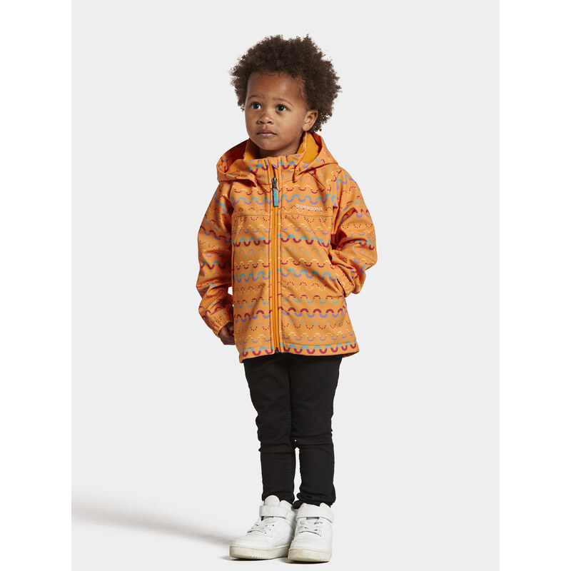 Dětská zateplená softshellová bunda Didriksons Dellen Waveprint orange