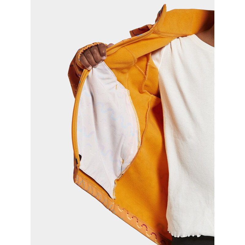 Dětská zateplená softshellová bunda Didriksons Dellen Waveprint orange