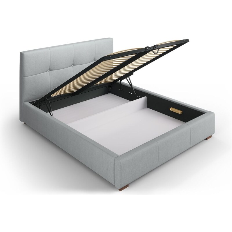 Světle šedá látková postel MICADONI SAGE 180 x 200 cm