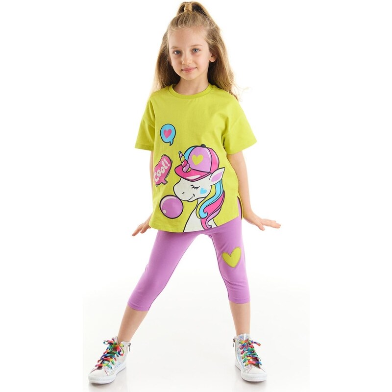 Denokids Cool Unicorn Girls T-shirts and Lilac Leggings Set.