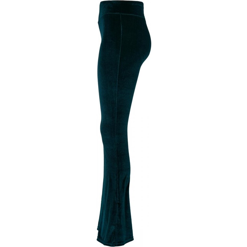 URBAN CLASSICS Ladies High Waist Velvet Boot Cut Leggings - teal