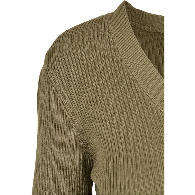 URBAN CLASSICS Ladies Short Rib Knit Cardigan - khaki