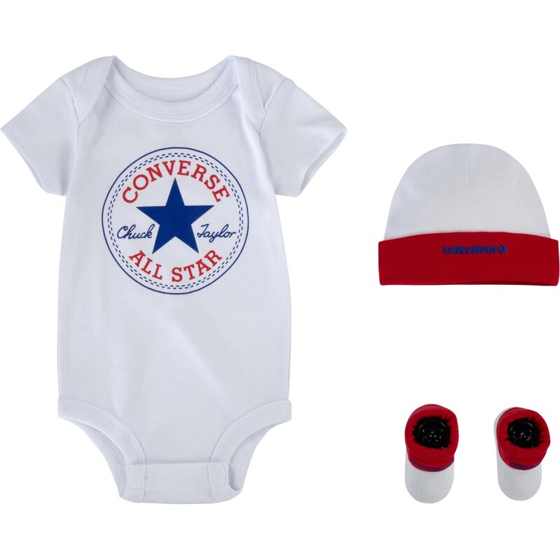 Converse classic ctp infant hat bodysuit bootie set 3pk RED