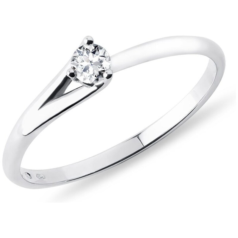 Atypický prsten z bílého zlata s briliantem KLENOTA K0389012