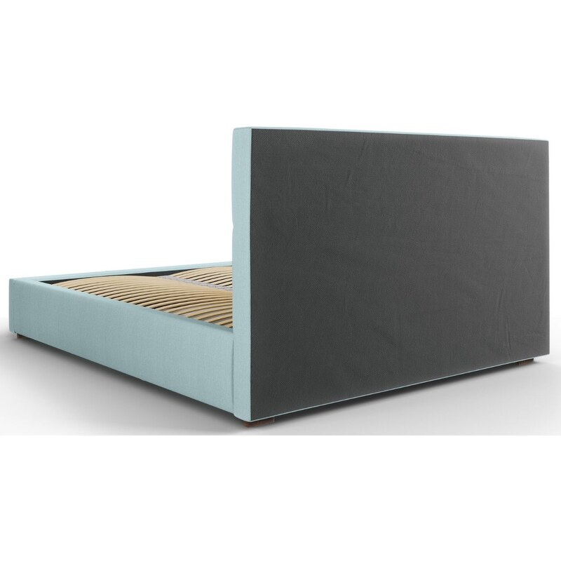 Světle modrá látková postel MICADONI SAGE 160 x 200 cm